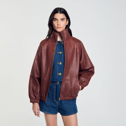 Sandro Oversized leather jacket