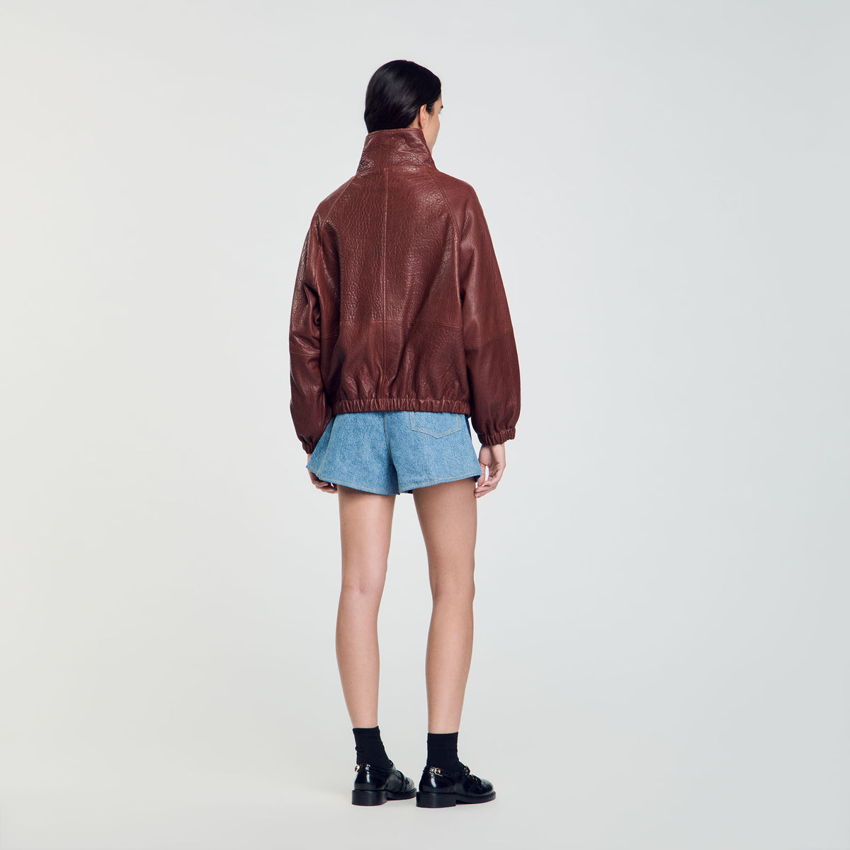 Sandro Oversized leather jacket