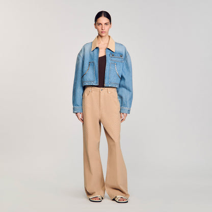 Sandro Denim jacket with studs