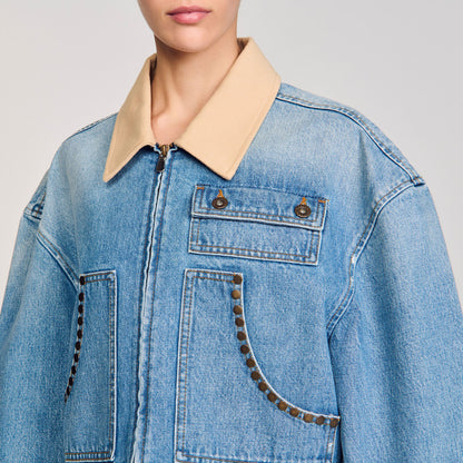 Sandro Denim jacket with studs