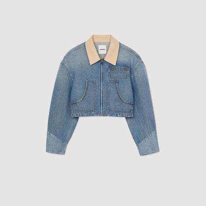 Sandro Denim jacket with studs