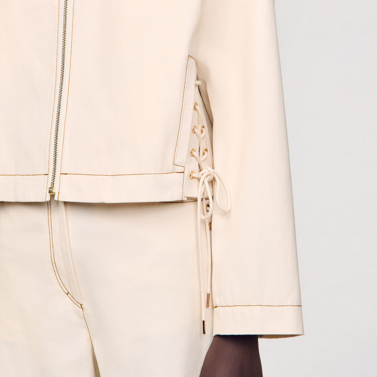 Sandro Denim lace-up jacket