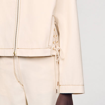 Sandro Denim lace-up jacket