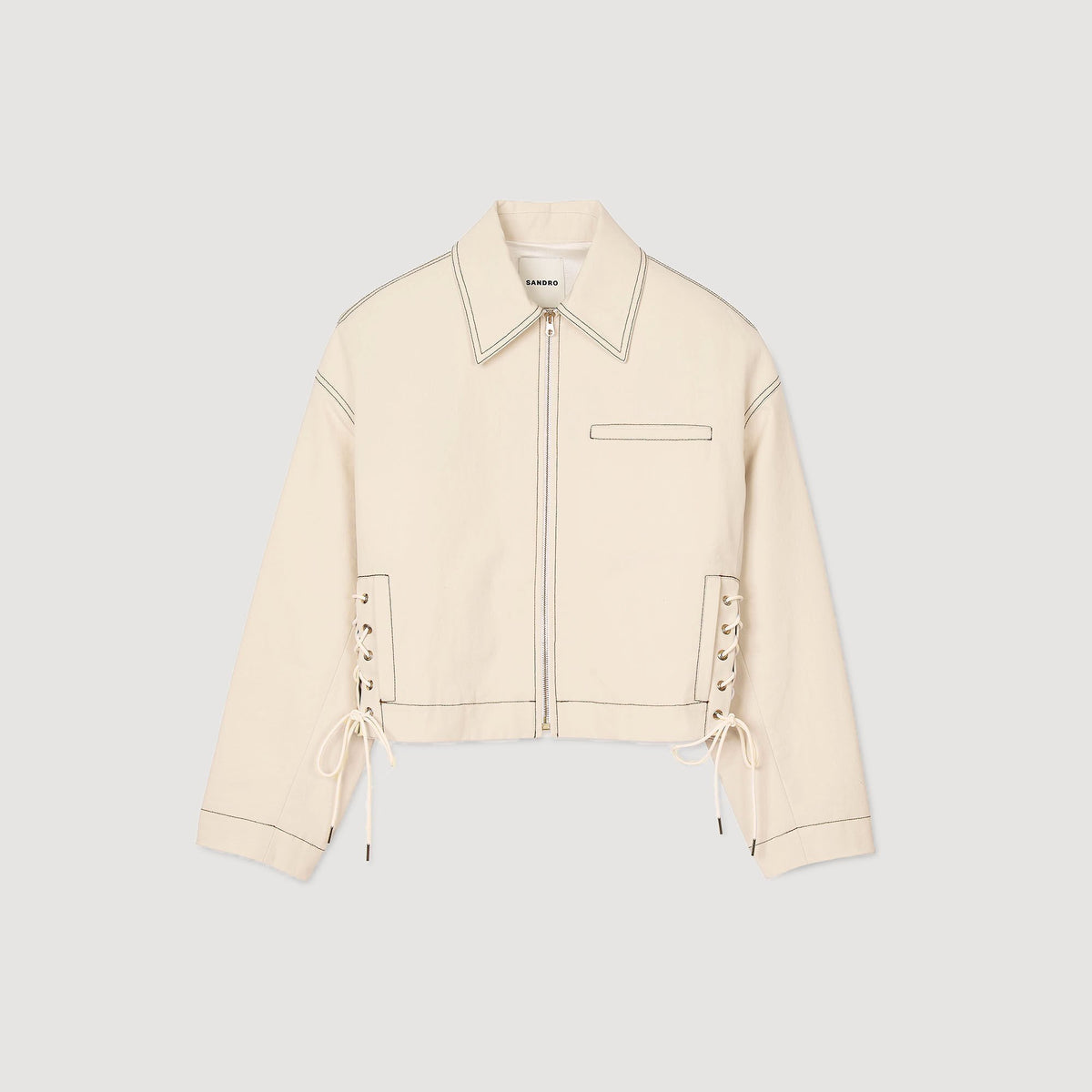 Sandro Denim lace-up jacket