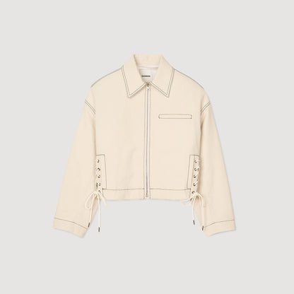 Sandro Denim lace-up jacket