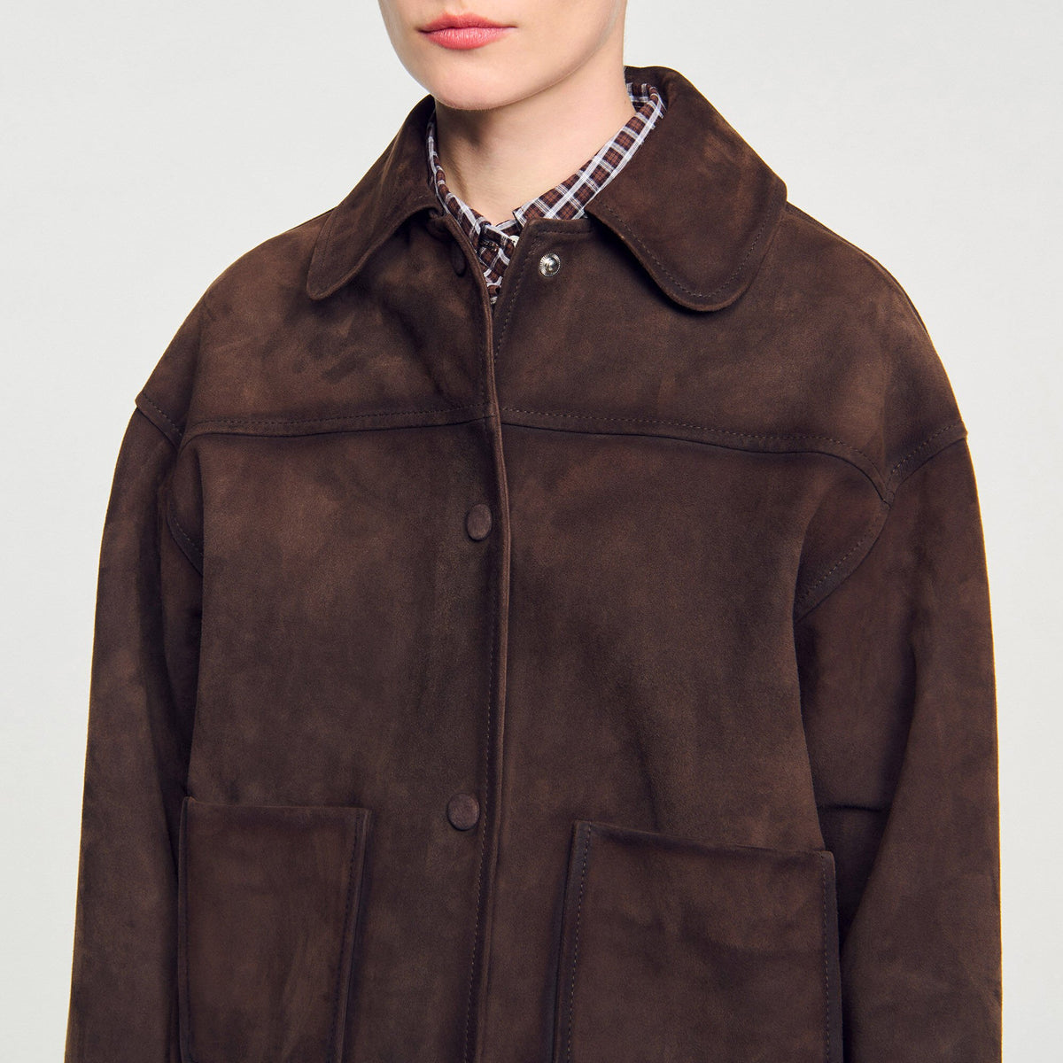 Sandro Studded suede leather jacket