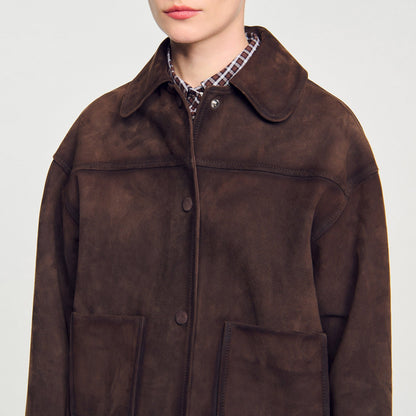 Sandro Studded suede leather jacket