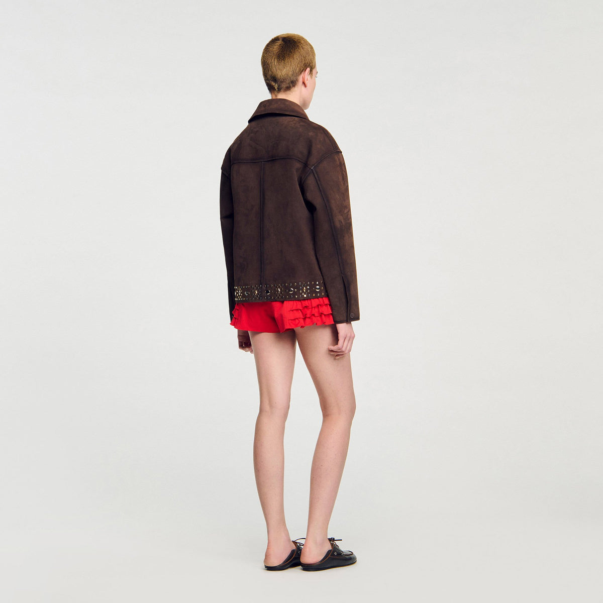 Sandro Studded suede leather jacket