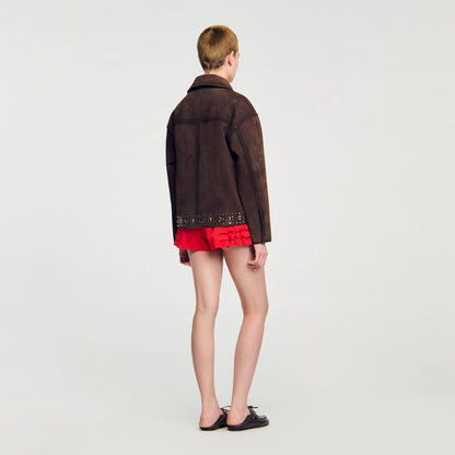 Sandro Studded suede leather jacket
