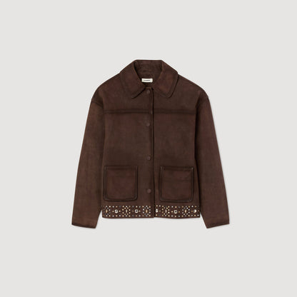Sandro Studded suede leather jacket