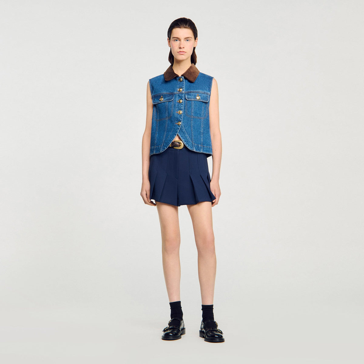 Sandro Sleeveless denim jacket