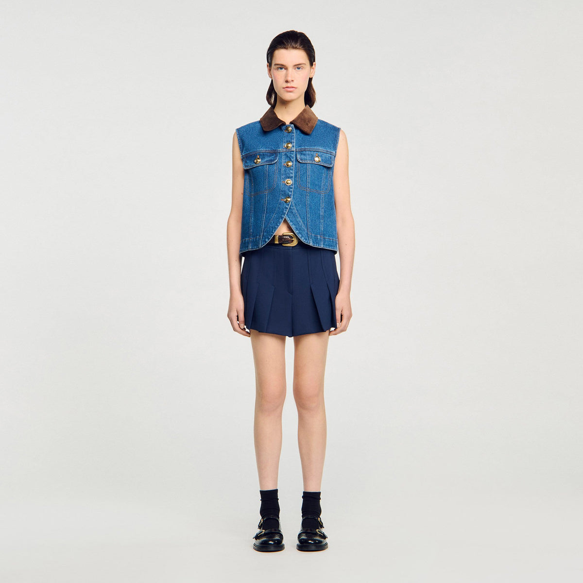 Sandro Sleeveless denim jacket
