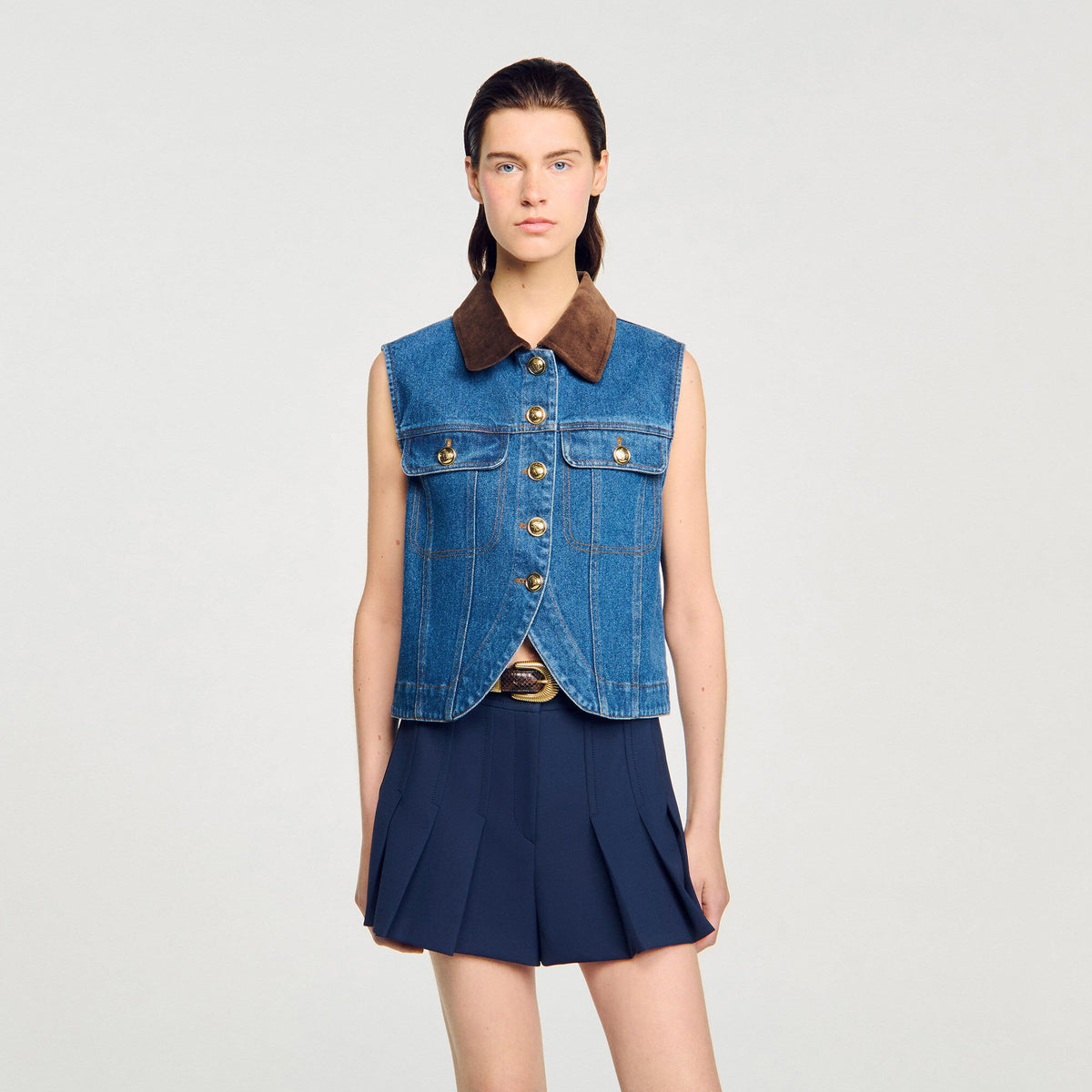 Sandro Sleeveless denim jacket