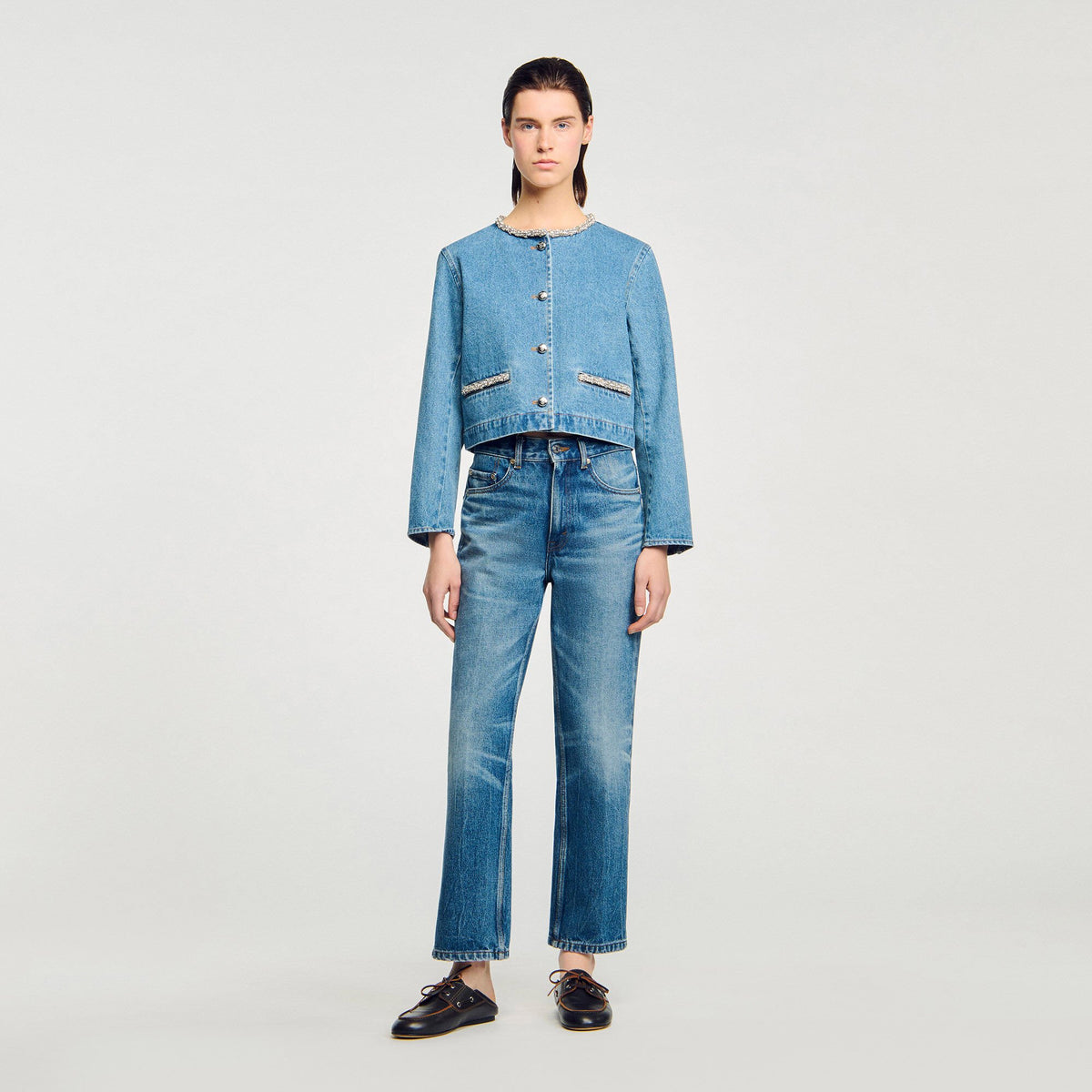 Sandro Rhinestone denim jacket