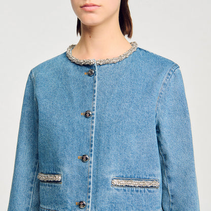 Sandro Rhinestone denim jacket
