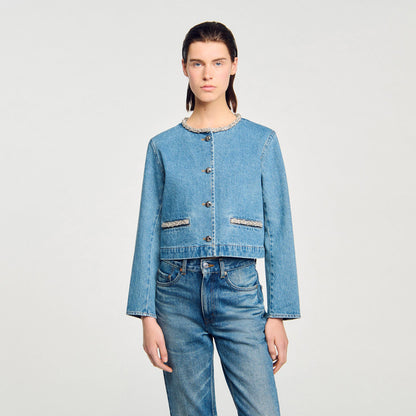 Sandro Rhinestone denim jacket