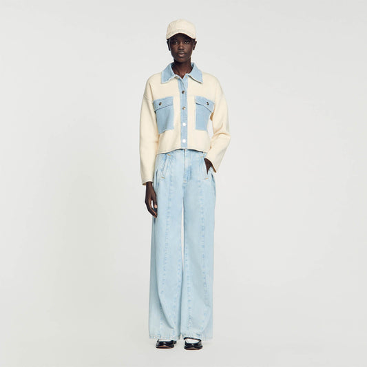 Sandro Oversized dual-material coatigan