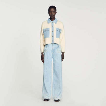 Sandro Oversized dual-material coatigan