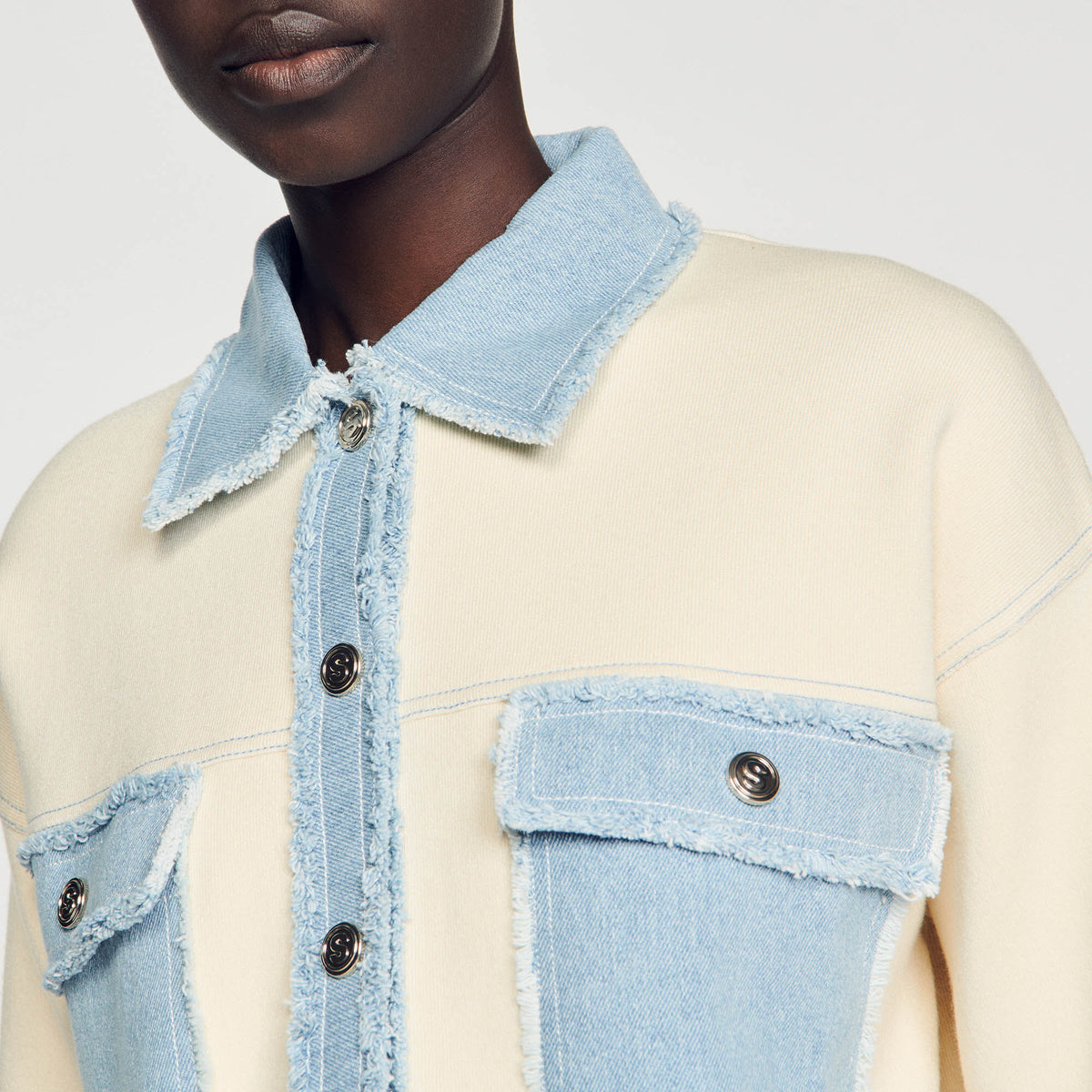 Sandro Oversized dual-material coatigan