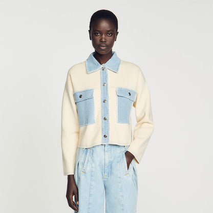 Sandro Oversized dual-material coatigan