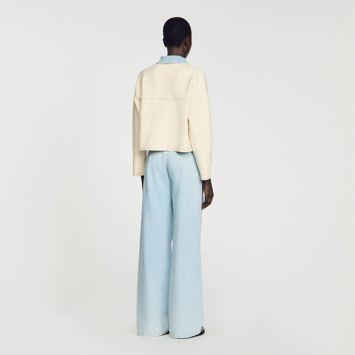 Sandro Oversized dual-material coatigan