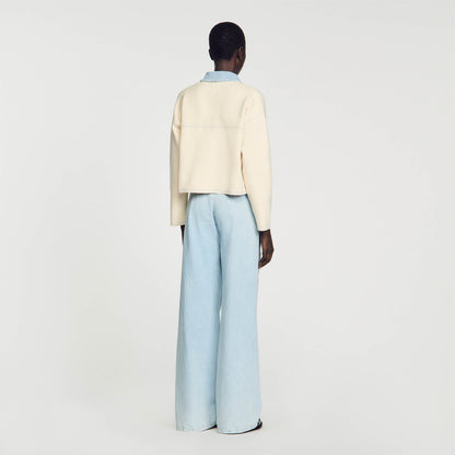 Sandro Oversized dual-material coatigan