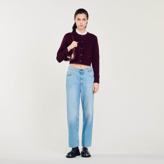 Sandro Knit cardigan with ruffled collar