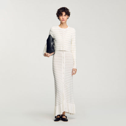 Sandro Cropped cardigan with pearl buttons