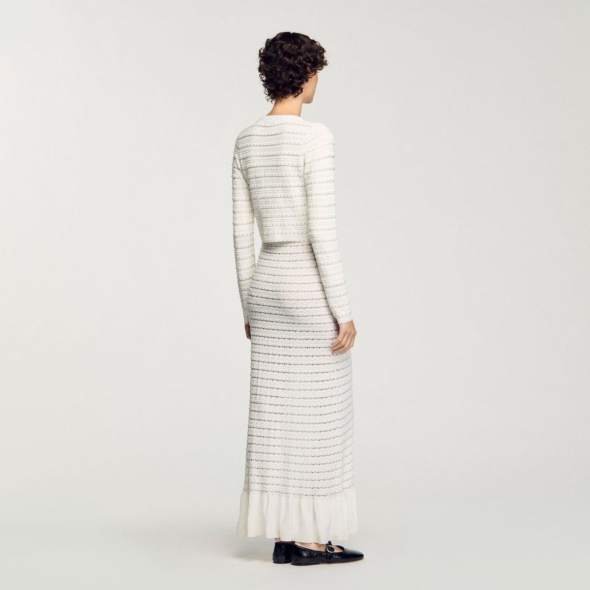 Sandro Cropped cardigan with pearl buttons