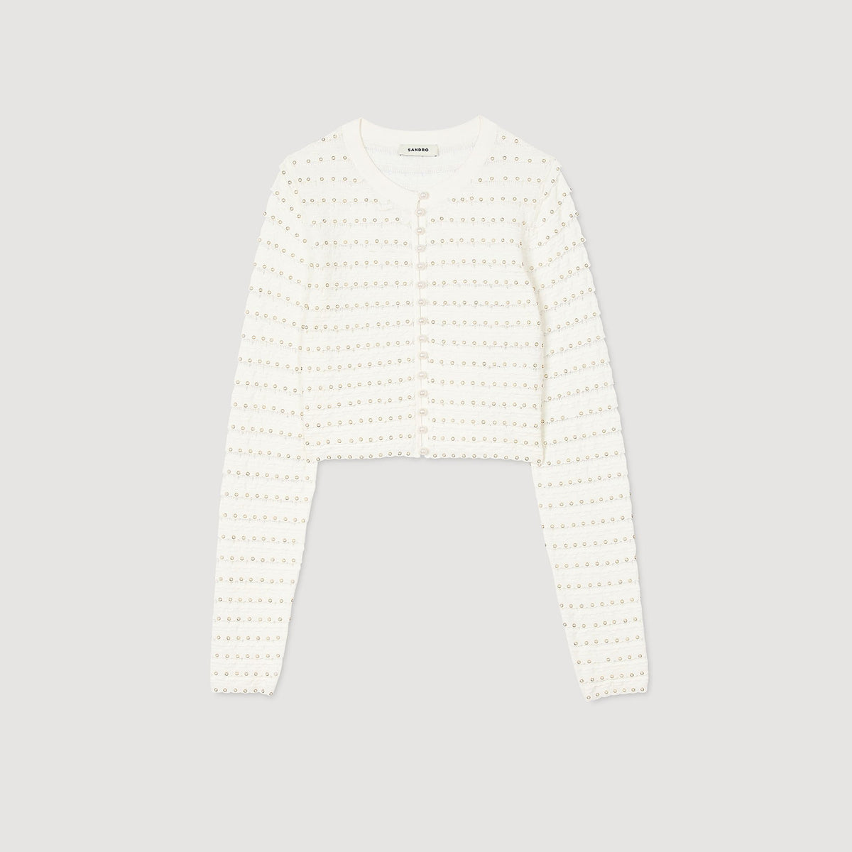 Sandro Cropped cardigan with pearl buttons