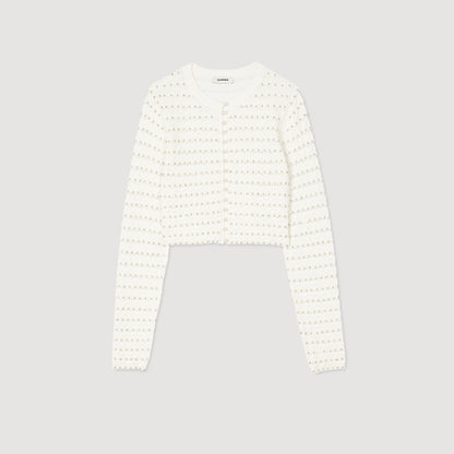 Sandro Cropped cardigan with pearl buttons