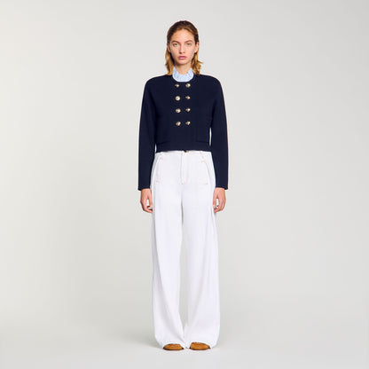 Sandro Cardigan with removable ruffled collar