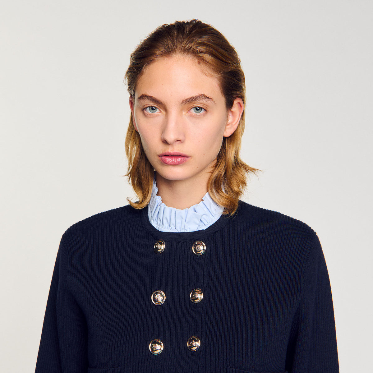 Sandro Cardigan with removable ruffled collar