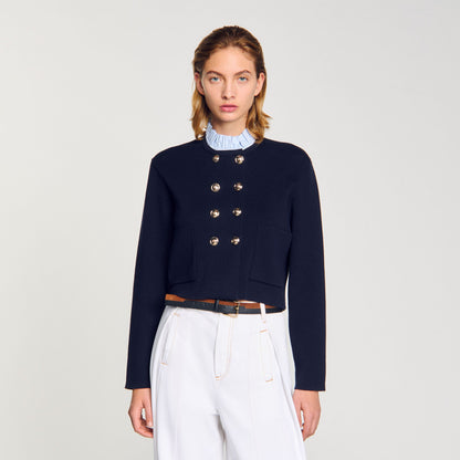 Sandro Cardigan with removable ruffled collar