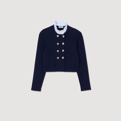 Sandro Cardigan with removable ruffled collar