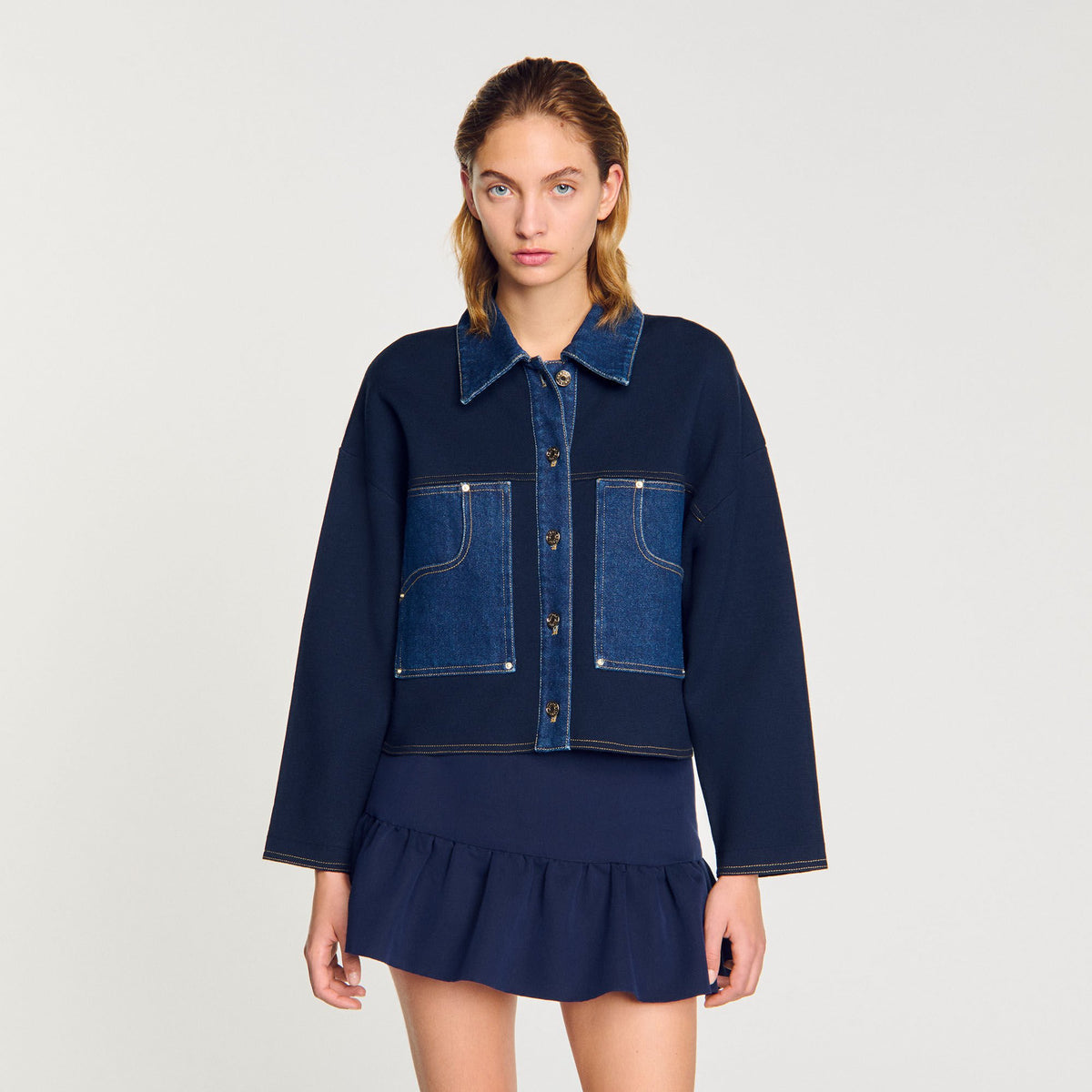 Sandro Denim detail cardigan