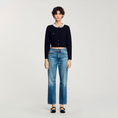 Sandro Cardigan with beaded collar