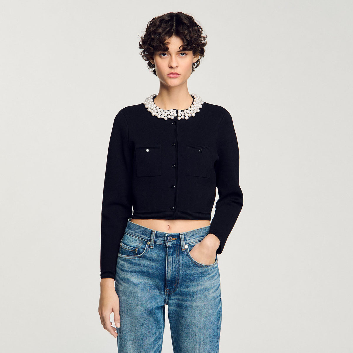 Sandro Cardigan with beaded collar
