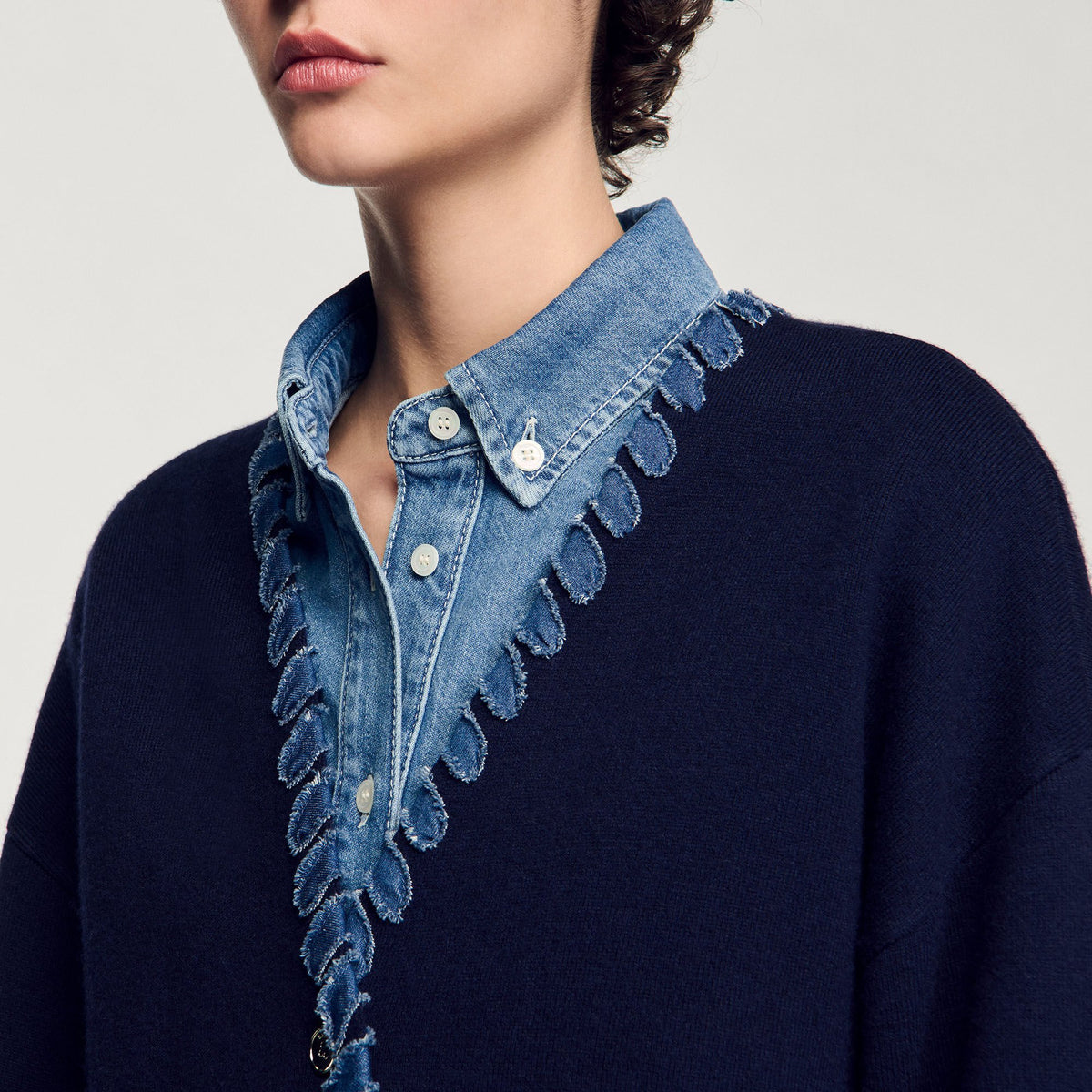 Sandro Cardigan with denim details