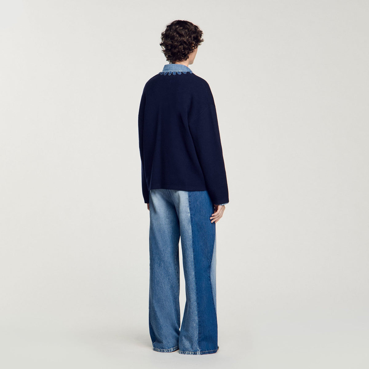 Sandro Cardigan with denim details