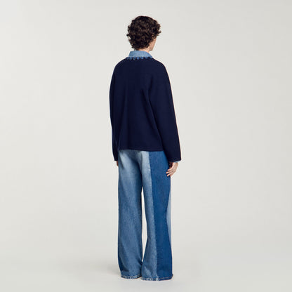 Sandro Cardigan with denim details