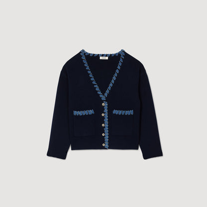 Sandro Cardigan with denim details
