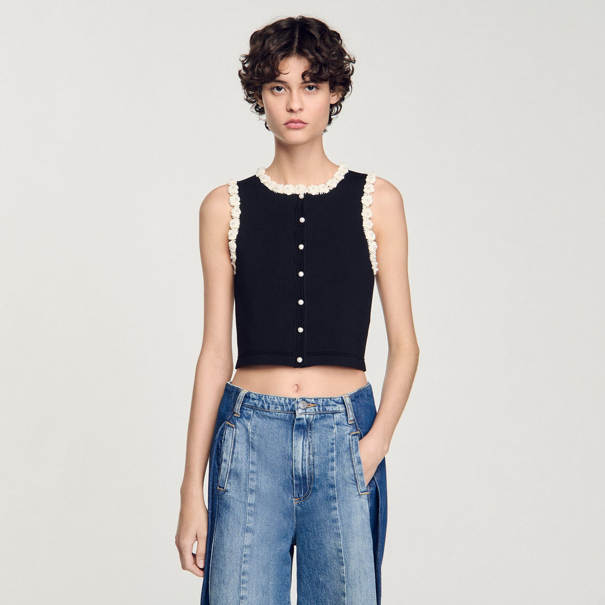 Sandro Crochet cardigan