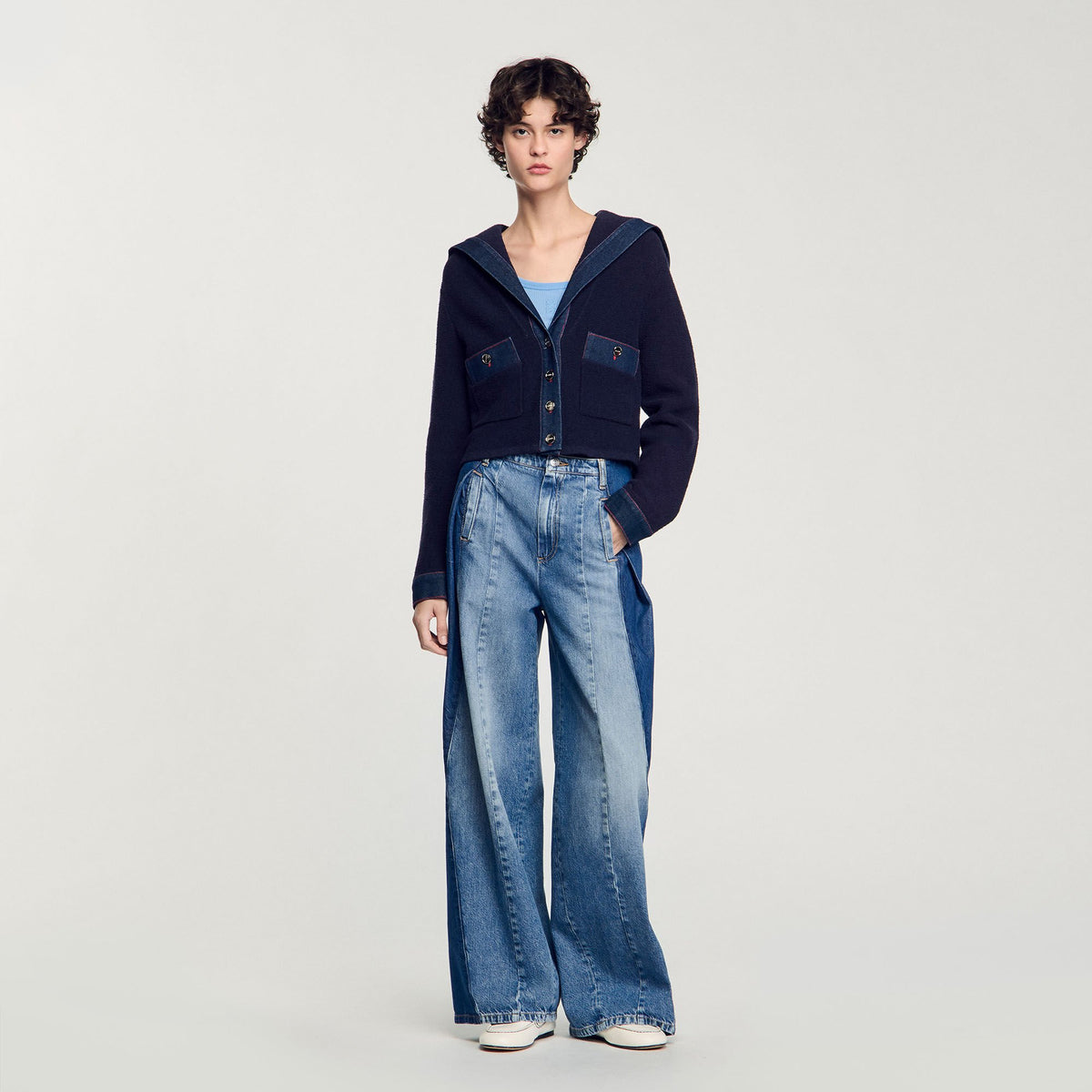 Sandro Cardigan with denim details