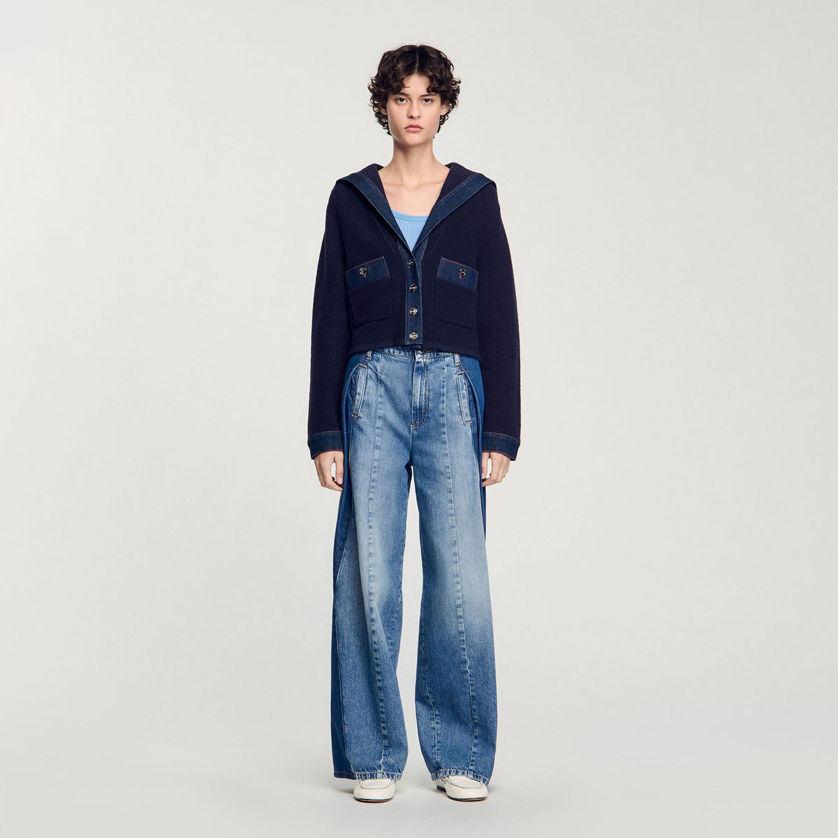 Sandro Cardigan with denim details