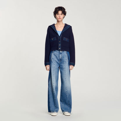 Sandro Cardigan with denim details