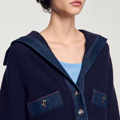 Sandro Cardigan with denim details
