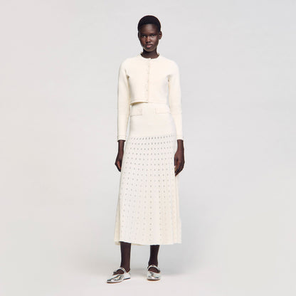 Sandro Cropped cardigan with pearl buttons