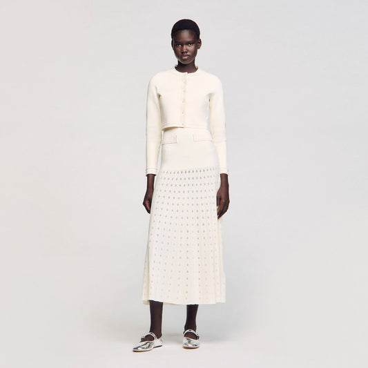 Sandro Cropped cardigan with pearl buttons