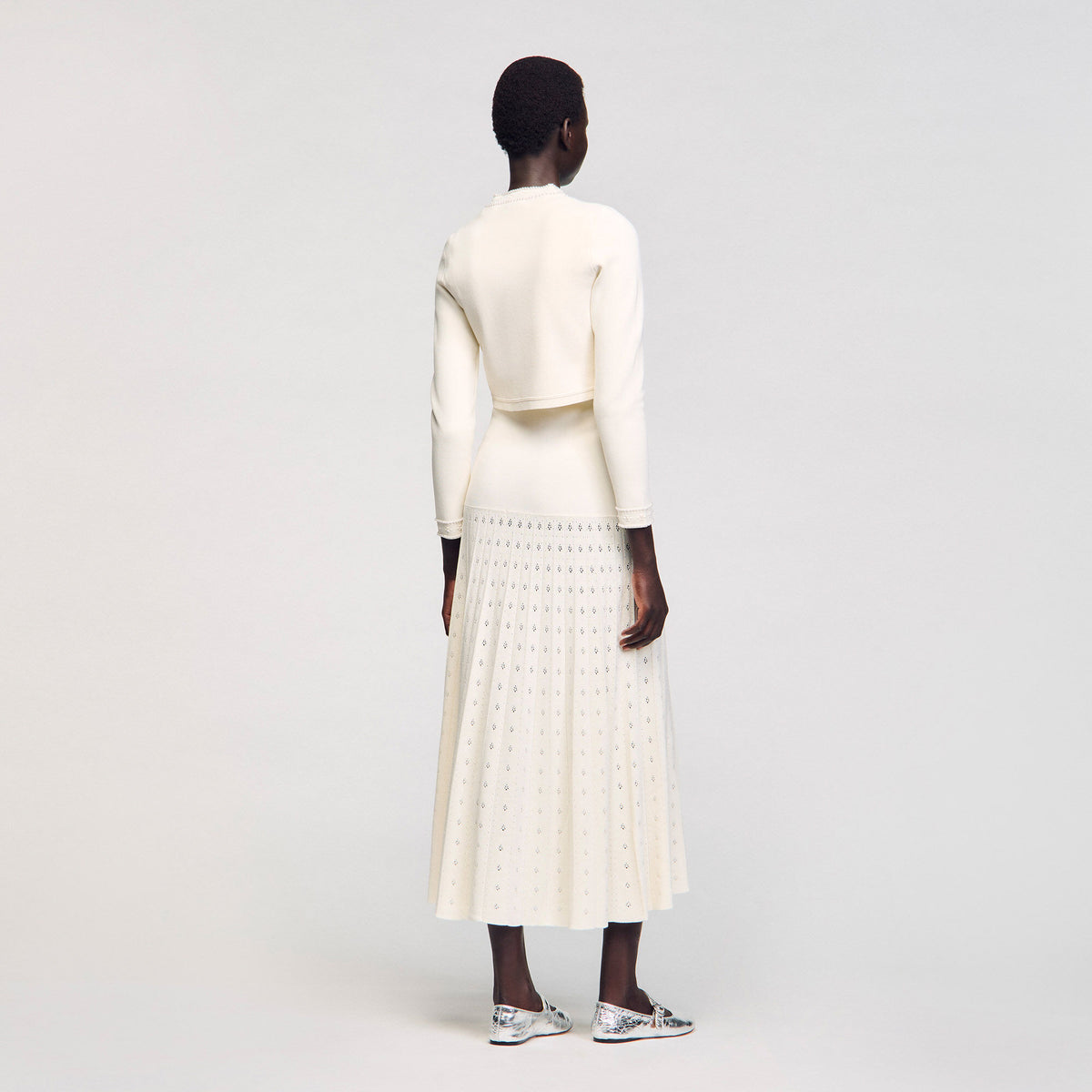 Sandro Cropped cardigan with pearl buttons